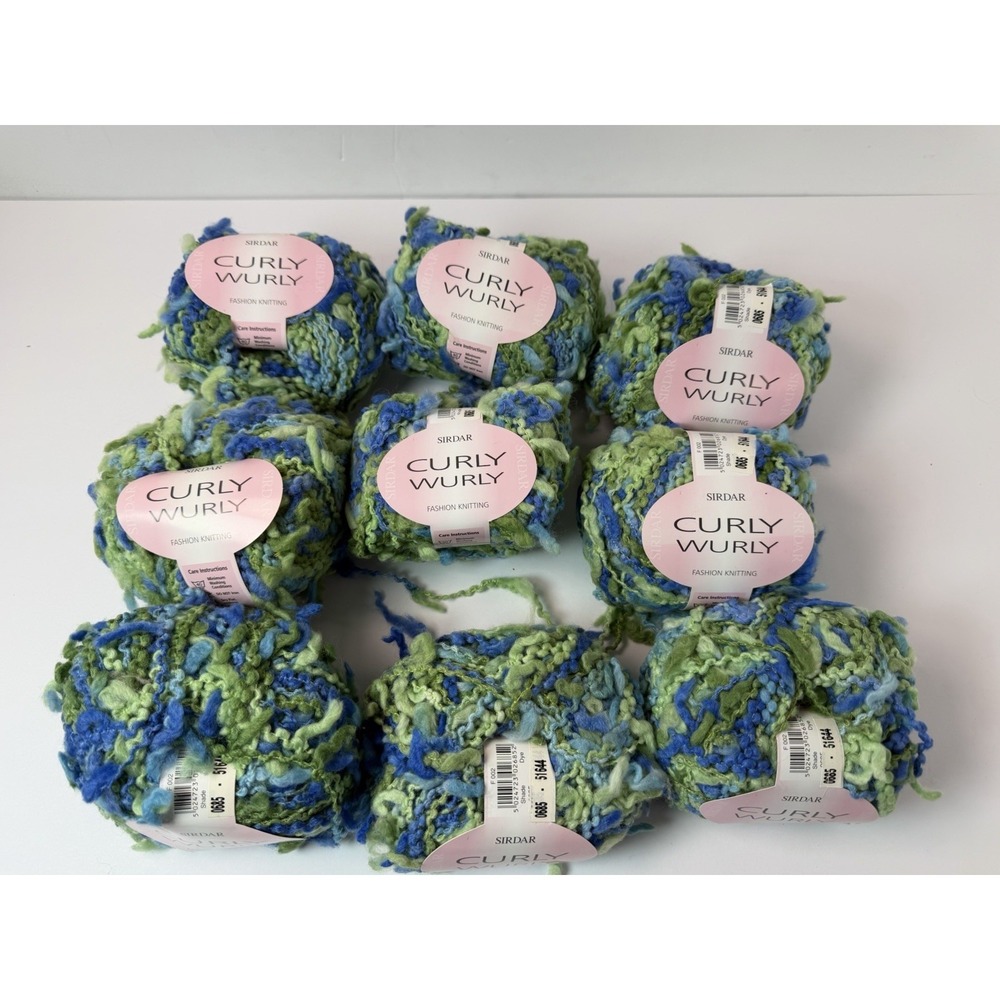 Sirdar Curly Wurly Wool Blend Chunky Boucle Yarn Green Blue Lot Of 9